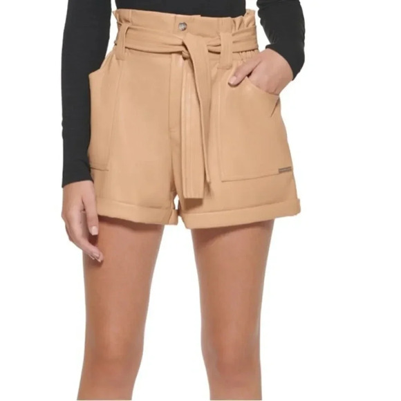 Calvin Klein Jeans Belted Faux Leather Shorts NWT - Picture 4 of 5